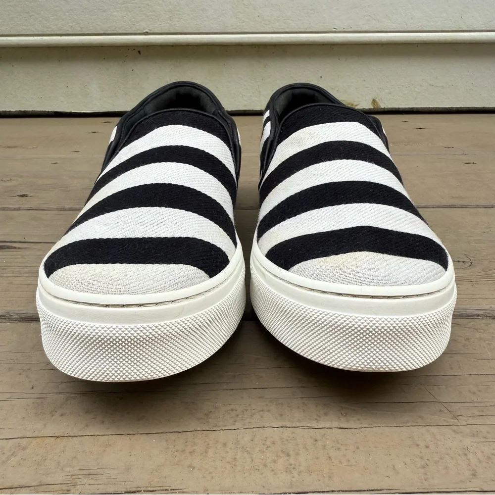 Celine Black and White Striped Canvas Slip On Sneakers size 39 - Picture 5 of 16